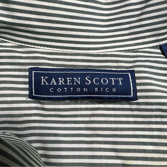 Karen Scott Striped Embroidered Fall Autumn Leaves Button Down Blouse size XL - Picture 8 of 10